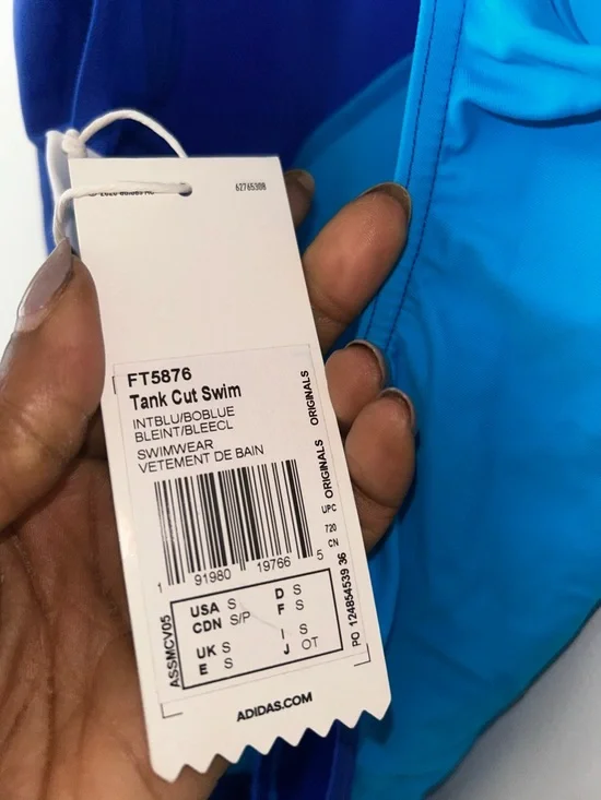 Adidas x Lotta Volkova Blue Two-Tone High-Neck One-Piece Swimsuit - S - NWT - Picture 12 of 12